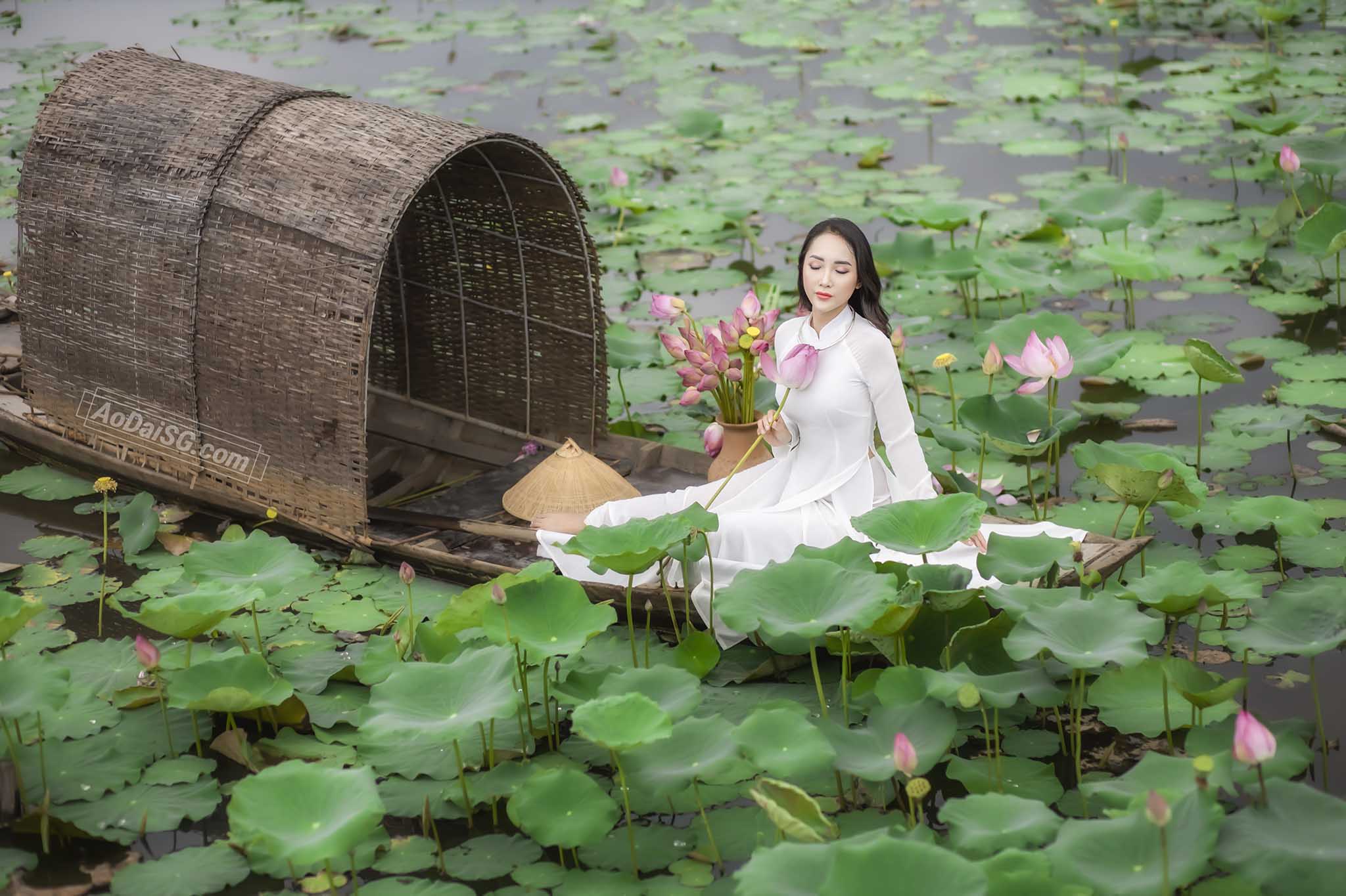 Chi phí chụp ảnh áo dài với hoa sen