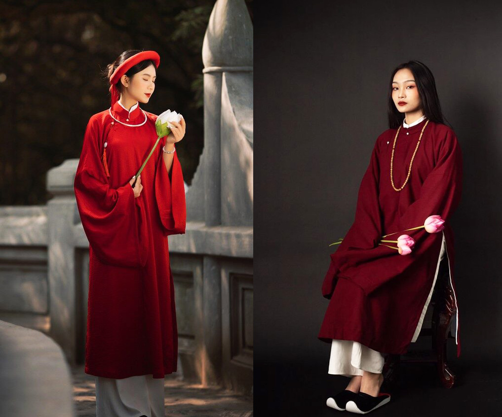 chụp ảnh với áo dài ngũ thân