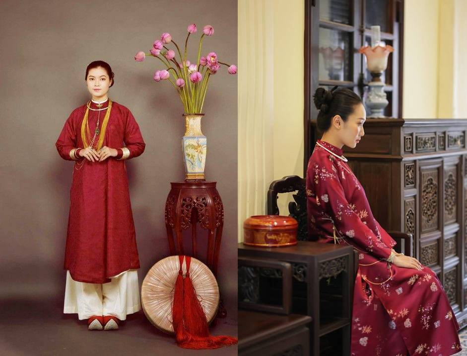 chụp ảnh với áo dài ngũ thân